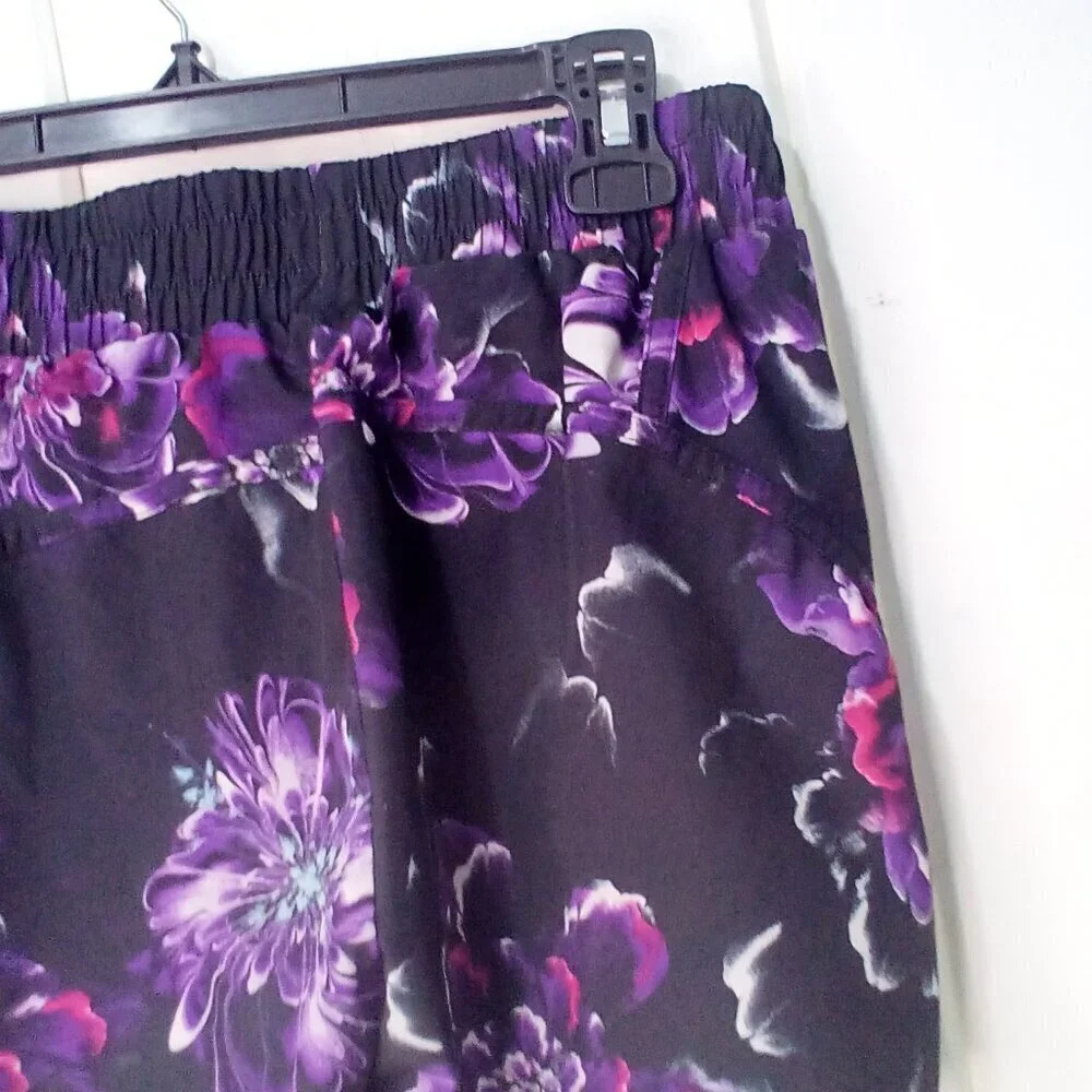 Avia Shorts Women XS 0-2 Running Active Athletic Liner Pattern Black Purple